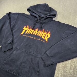 Vintage Thrasher Magazine Hoodie Adult Small Y2K Faded Skater Flames Skateboard